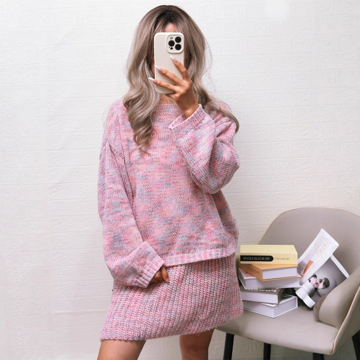 Damen lässiger Strickpullover mit modischem Schnitt und weitem Kragen Drune