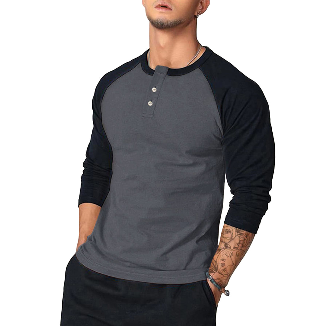 Herren klassisches Langarmshirt im Vintage-Stil mit unterstützenden Kontrastärmeln Drune