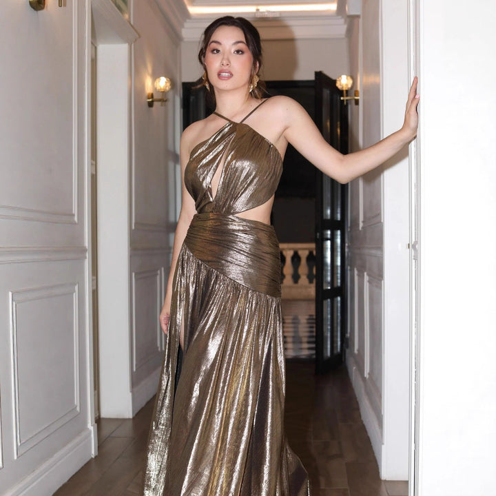 Damen Glamouröses Wickelkleid mit einer asymmetrischen Silhouette und eleganten Cut-Outs Drune