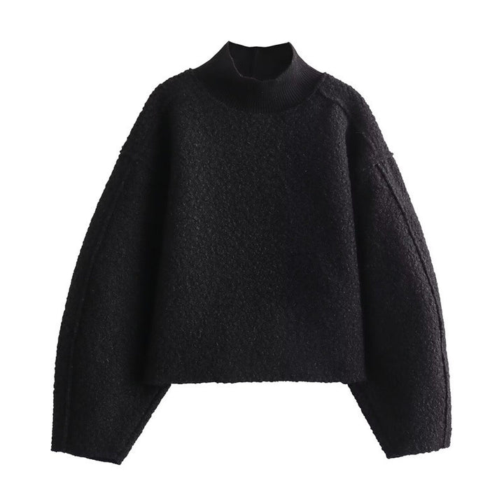 Damen Kuscheliger Pullover mit hohem Kragen und überschnittenen Schultern Drune