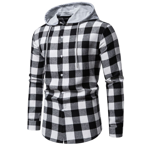 Herren Flanellhemden mit integriertem Kapuzen-Design und lässigem Look Drune