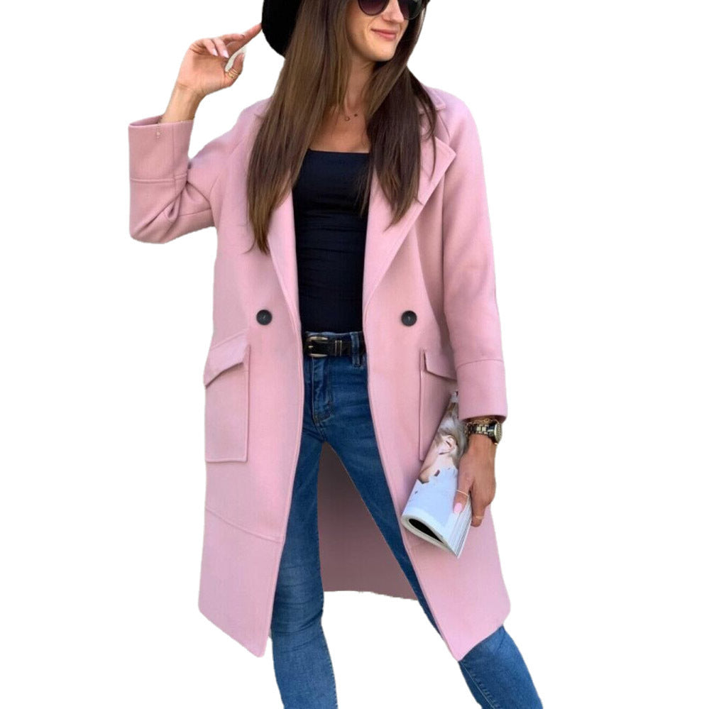 Damen eleganter Trenchcoat mit doppelter Knopfleiste und praktischen Taschen Drune
