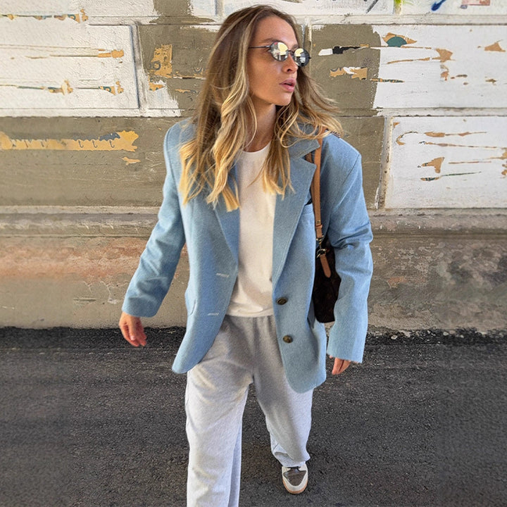 Damen Übergröße Blazerjacke aus hochwertigem Denim Drune