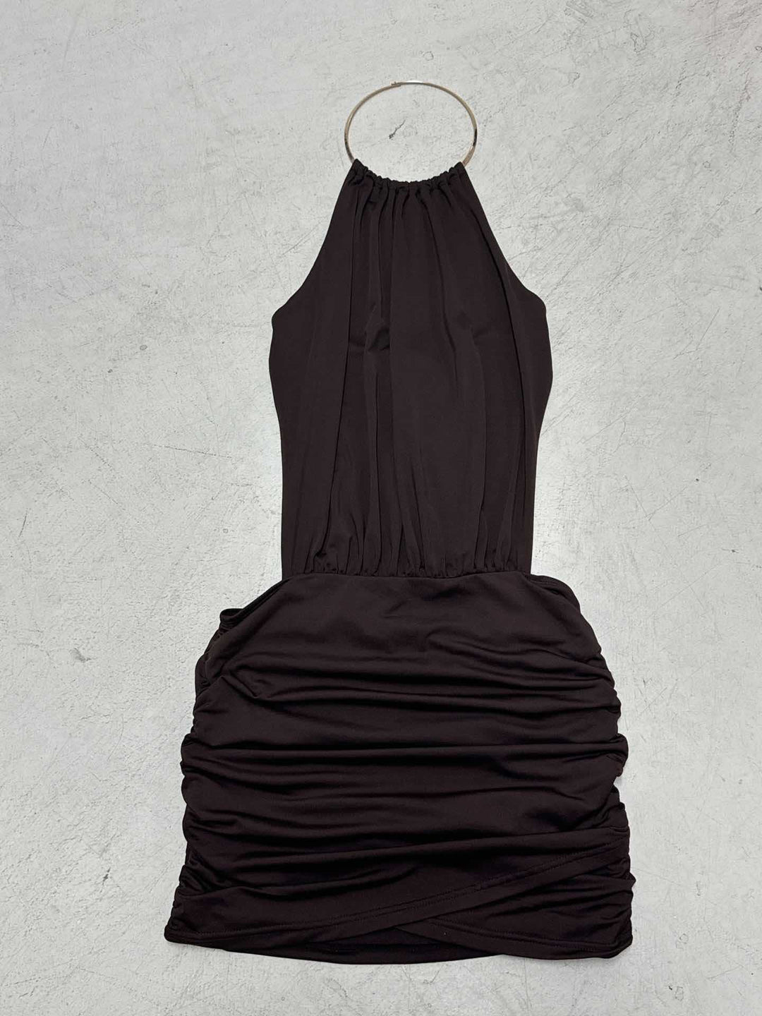Damen elegantes Wickelkleid mit hohem Hals und figurschmeichelndem Schnitt Drune
