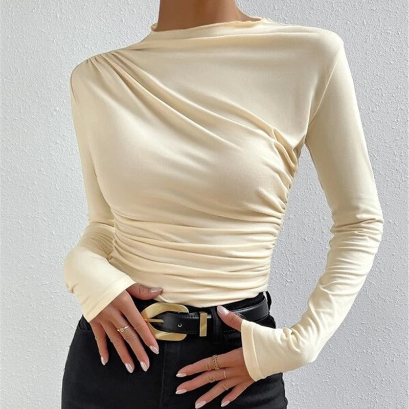 Damen elegantes Langarmshirt mit raffiniertem Effekt Drune