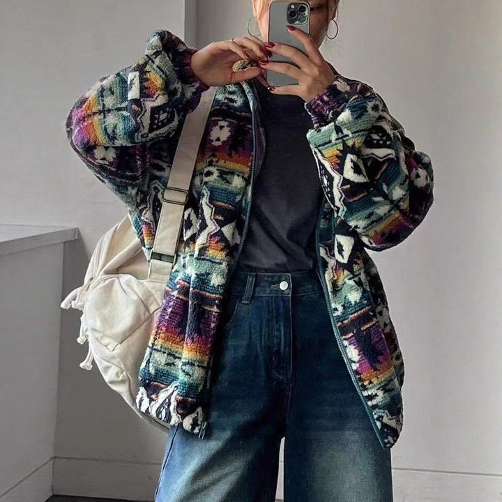 Damen Fleecejacke mit kunstvollem Muster Drune