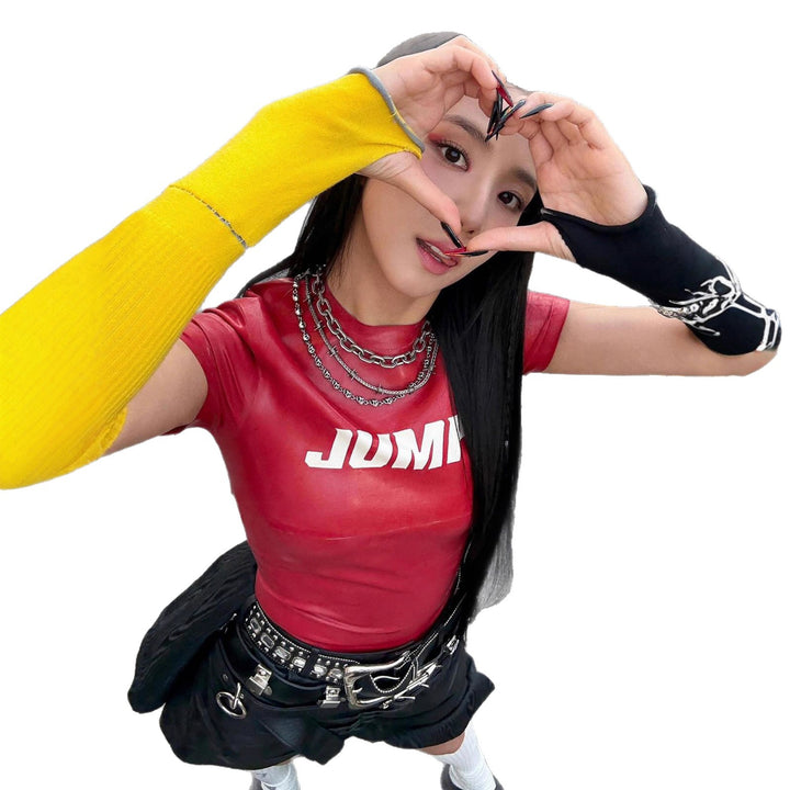 Damen Sportliches Kurzarmoberteil aus glänzendem Funktionsmaterial Drune