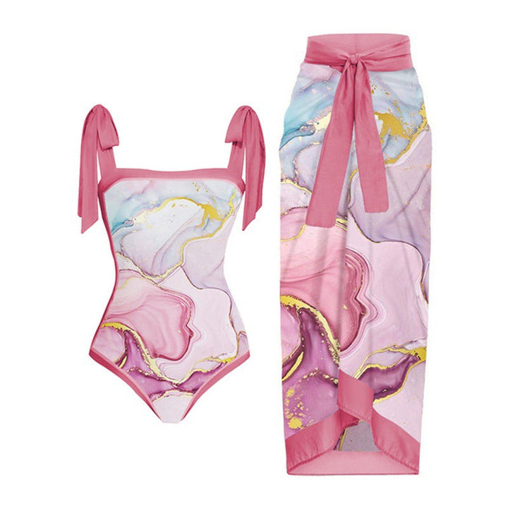 Damen Bikini-Set mit floralem Design und elegantem Überrock Drune
