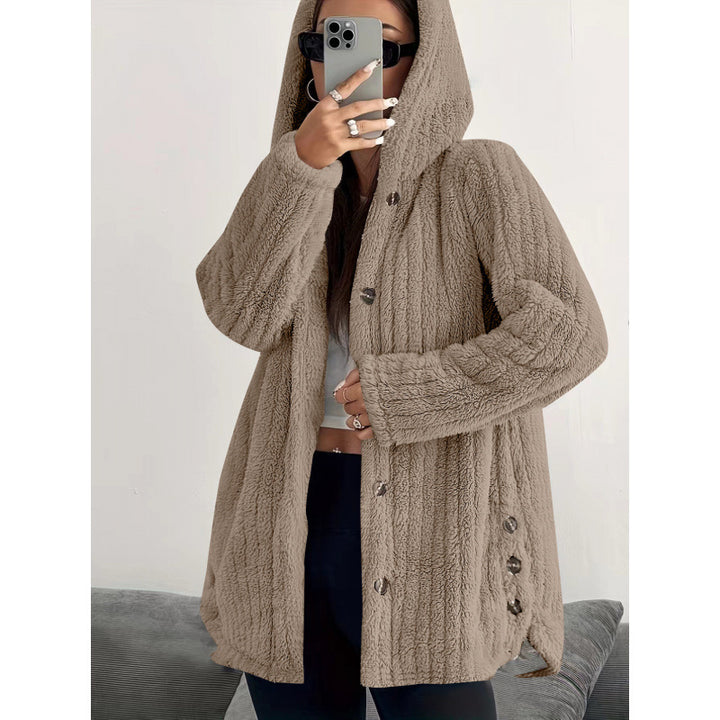 Damen Kuschelige Fleecejacke mit Kapuze Drune