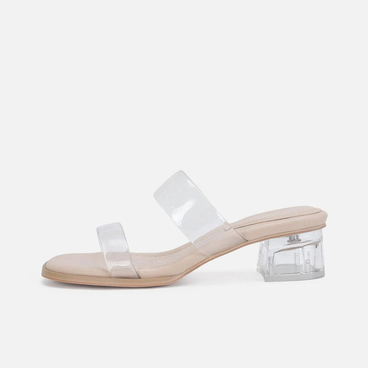 Drune | Damen Sandalen mit mittelhohem Absatz transparent