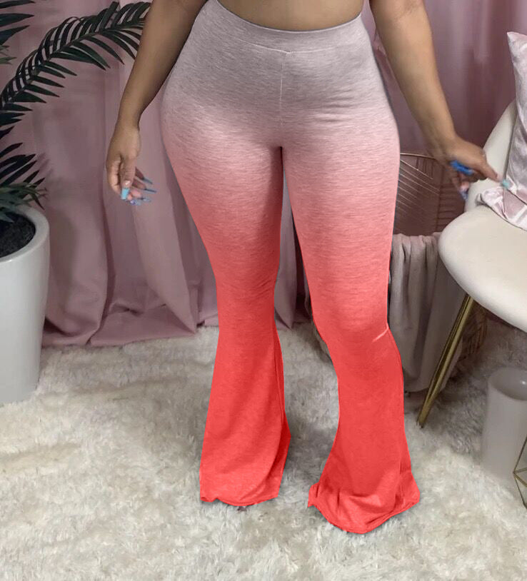Damen Sportliche Flared Leggings mit Farbverlauf Drune