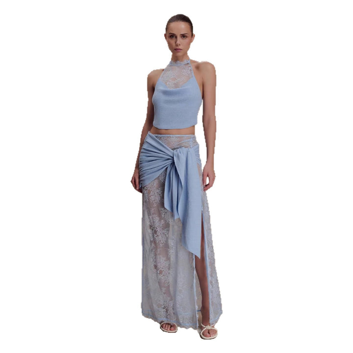 Damen Elegantes Spitzen-Top und Maxi-Rock Set Drune