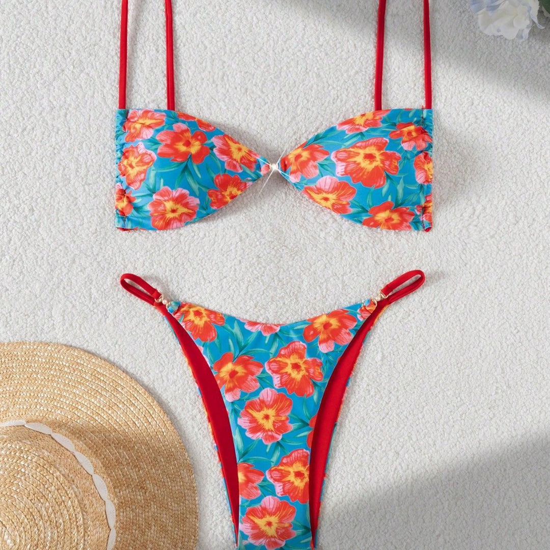 Damen Leopardenmuster Bikini-Set mit verstellbaren Trägern Drune