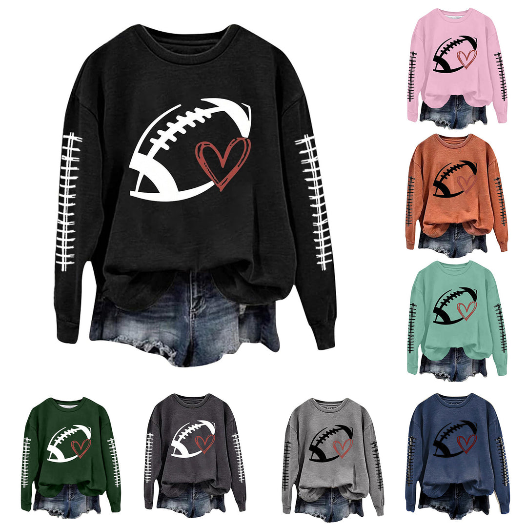 Damen Sweatshirt mit sportlichem Fußball-Motiv und lässigem Schnitt Drune