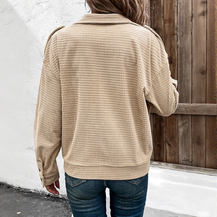 Damen lässige Überwurfjacke mit strukturierter Oberfläche und praktischen Taschen Drune