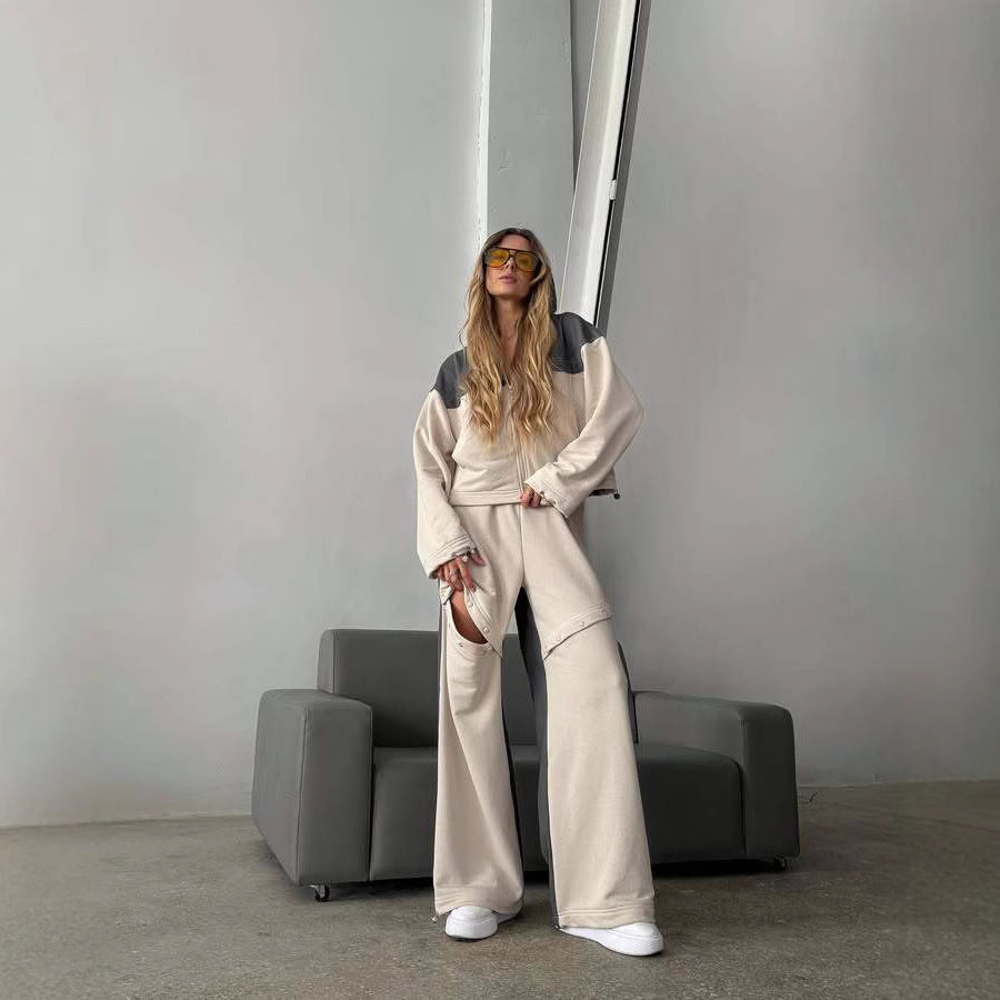 Damen Sportive Loungewear-Kombination mit funktionalen Details Drune