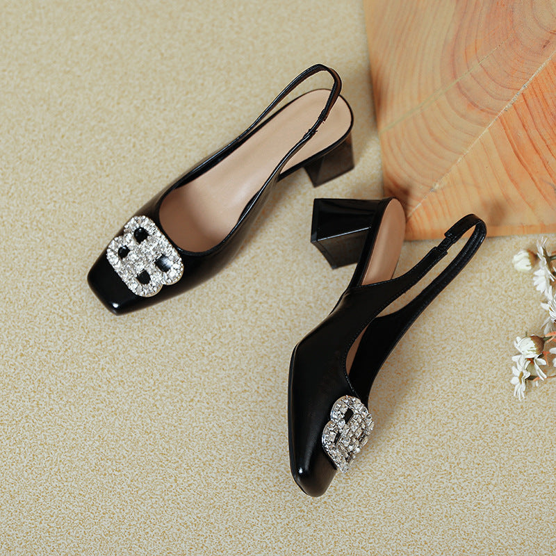 Damen Slingback-Pumps mit glamourösem Schmuckdetail und komfortablem Blockabsatz Drune