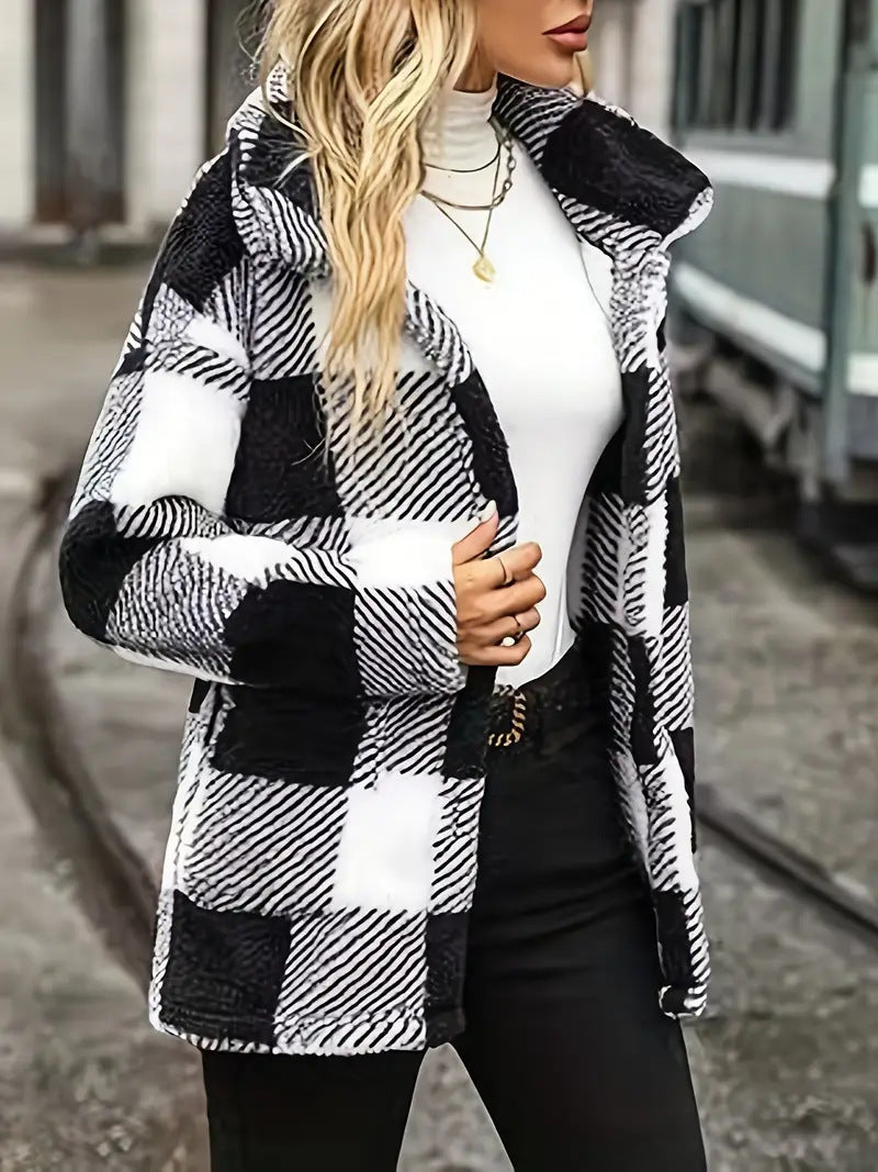 Damen Kuschelige Fleecejacke mit individuellen Karomuster Drune