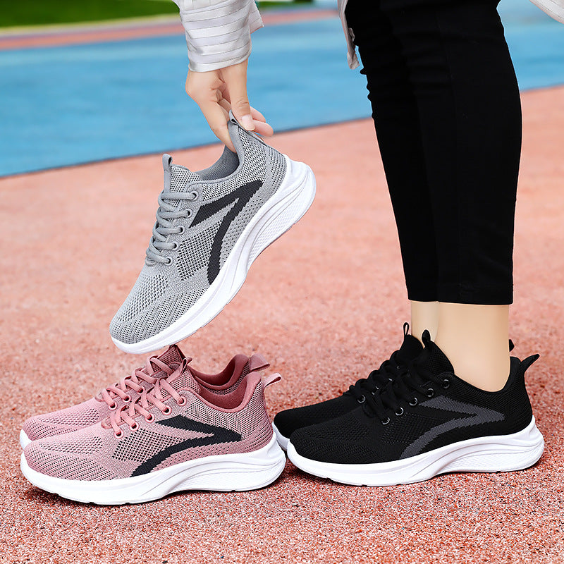 Damen nan atmungsaktive gestrickte Sneaker mit Memory-Schaum-Fußbett und stoßdämpfender EVA-Sohle Drune