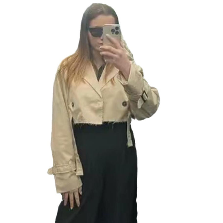 Damen modische kurze Trenchjacke Drune