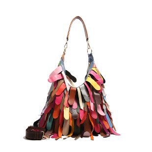 Damen Bunte Fransen Hobo Tasche Drune