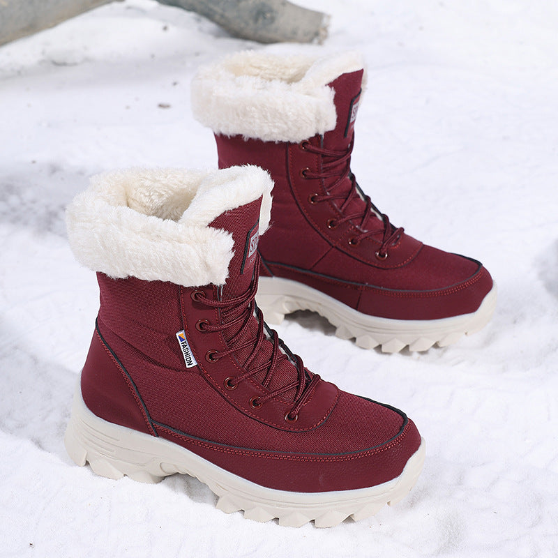 Damen winterliche Outdoor-Stiefel mit wärmeisolierendem Futter und rutschfester Sohle Drune
