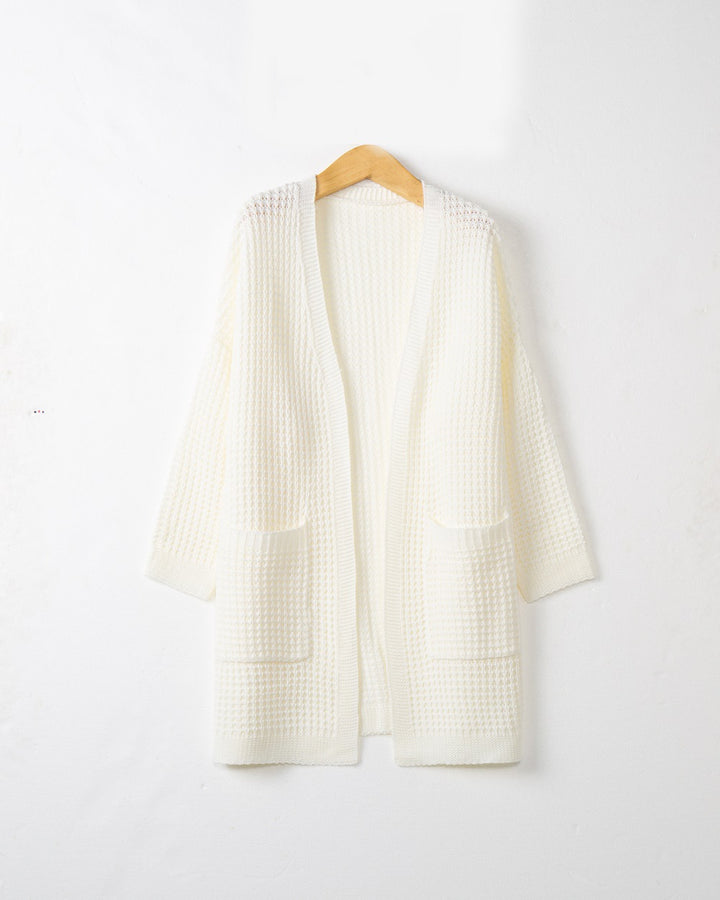 Damen lässiger Strickcardigan mit Taschen und offenem Schnitt Drune