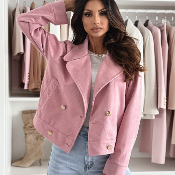 Damen Modische Oversized-Bikerjacke aus weichem Wildlederimitat Drune