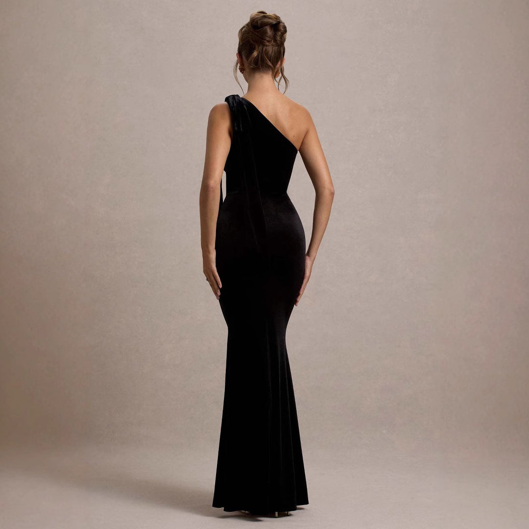 Damen Elegantes Maxikleid mit schulterfreiem Design und schmaler Silhouette Drune