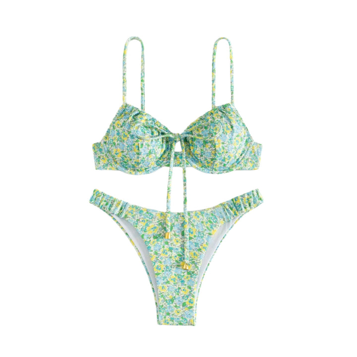 Damen Floral Bikini mit hochwertigen Rüschen und verstellbaren Trägern Drune