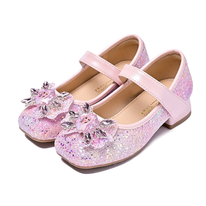 Mädchen Mary Jane Glitzer Ballerinas mit Blumenverzierung Drune