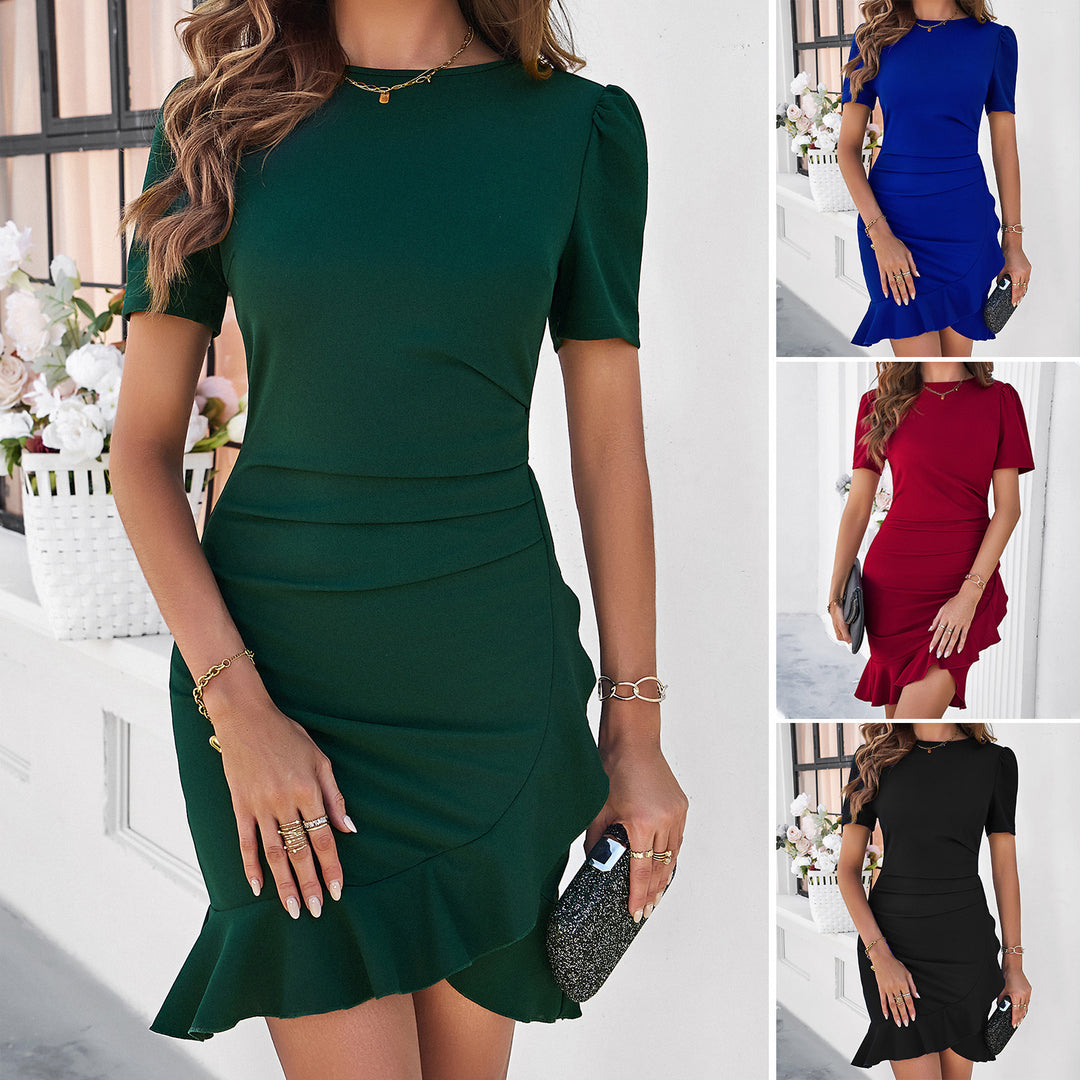 Damen figurbetontes Wickelkleid mit Rüsche Drune