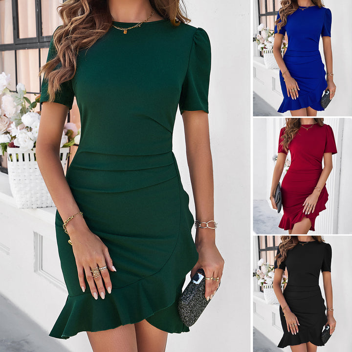Damen figurbetontes Wickelkleid mit Rüsche Drune