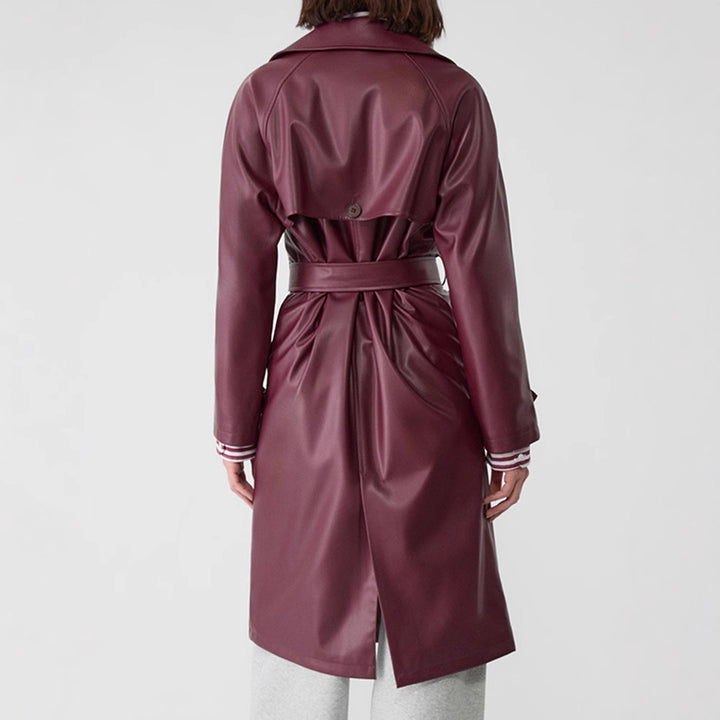 Damen Kunstleder-Trenchcoat mit elegantem Schnitt Drune