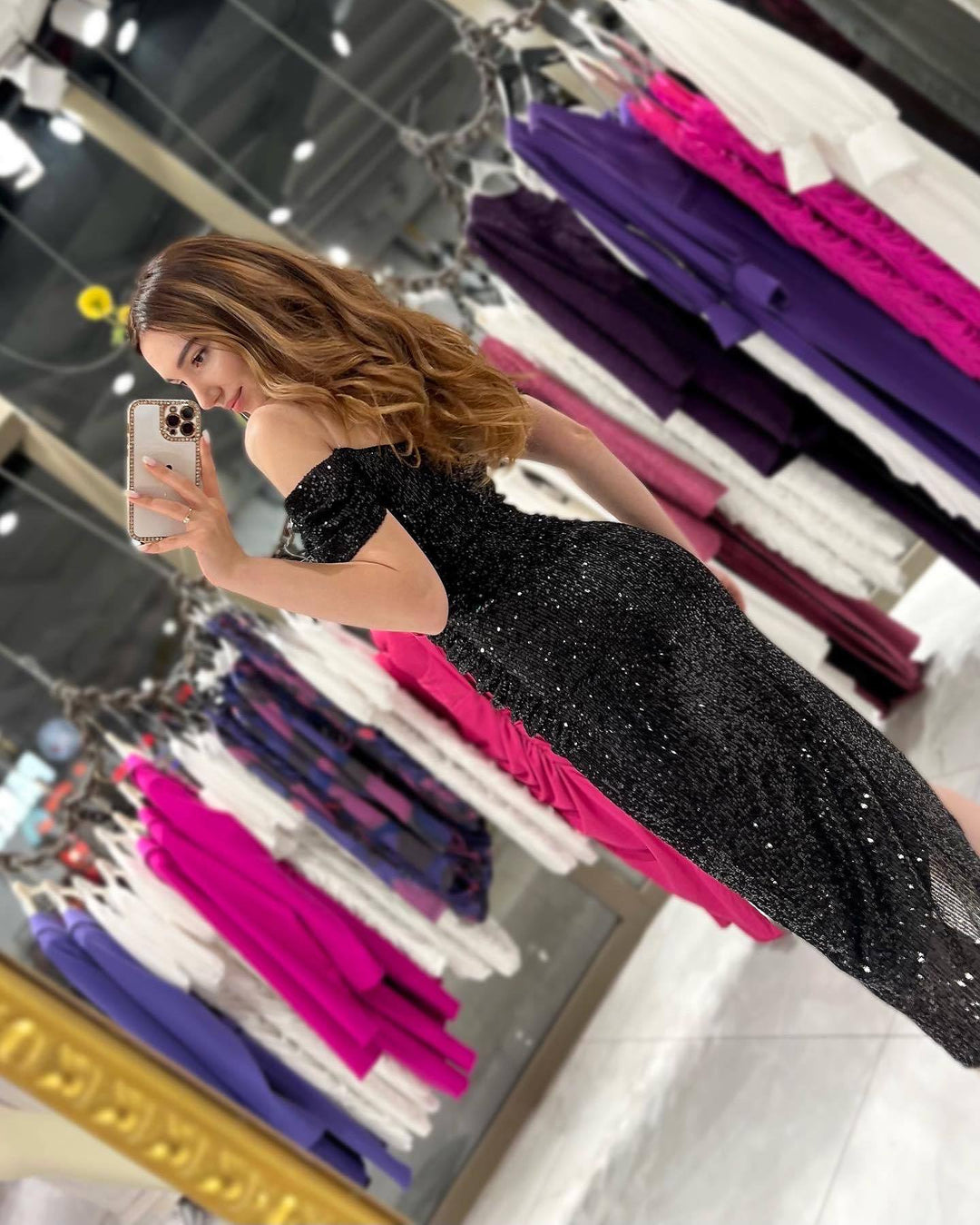 Damen Glamouröses Abendkleid mit funkelndem Paillettenbesatz Drune