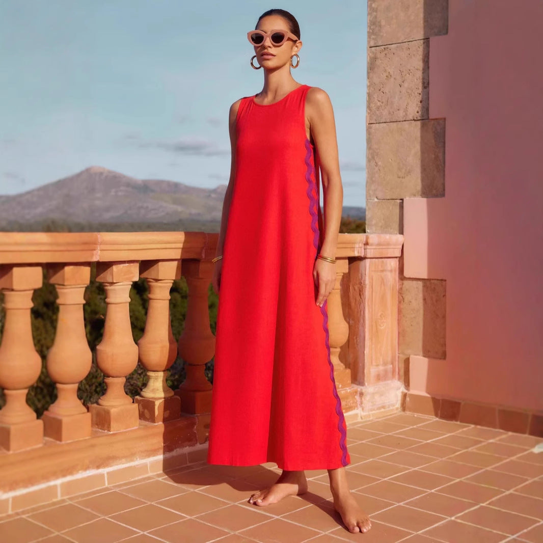 Damen Maxikleid mit elegantem Schnitt und Zierdetails Drune