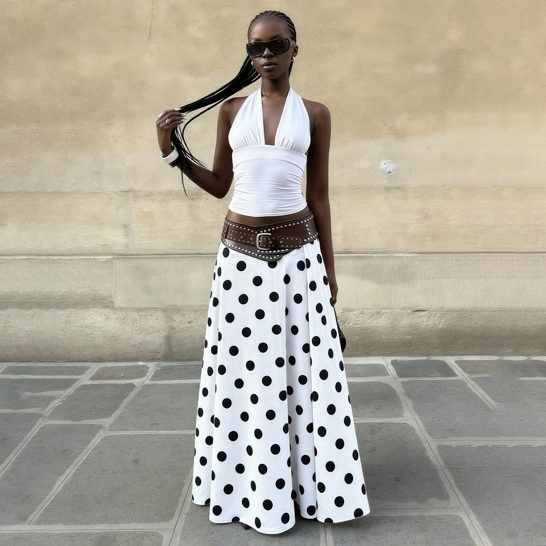 Damen nan ausgestellter Midirock mit zarter Spitzenbund, taillierter Passe und leichtem Leinenfall Drune