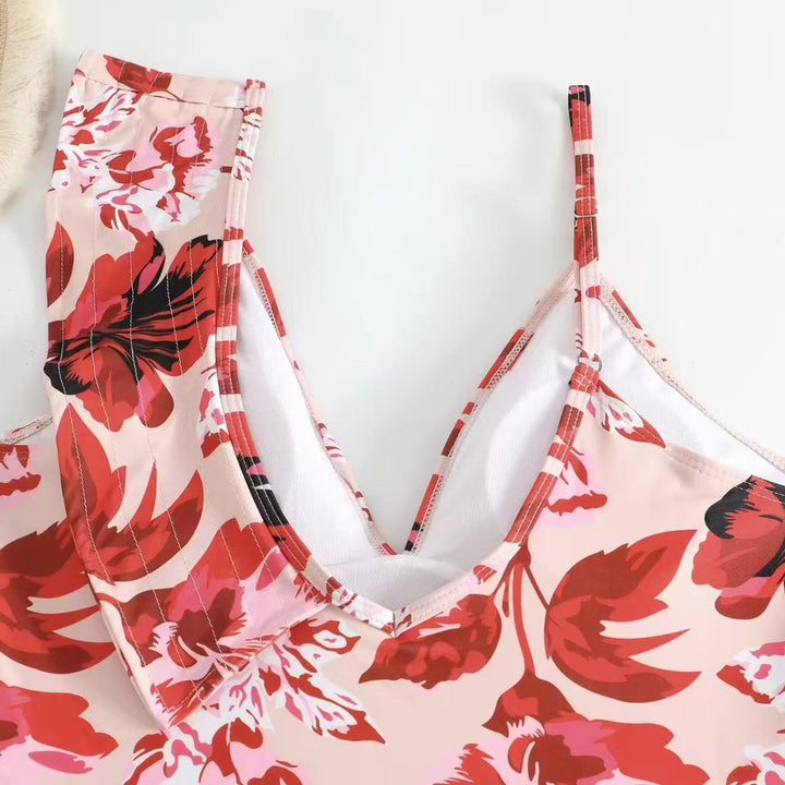 Damen Badeanzug mit floralem Design und passendem Rock Drune