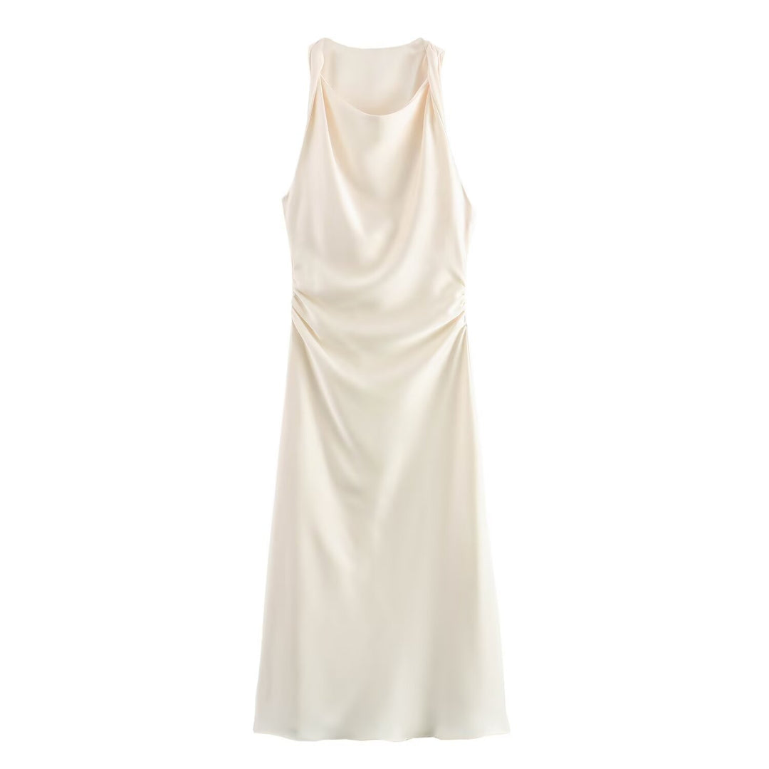 Damen elegantes Sommerkleid mit fließendem Schnitt und charmanten Rüschendetails Drune