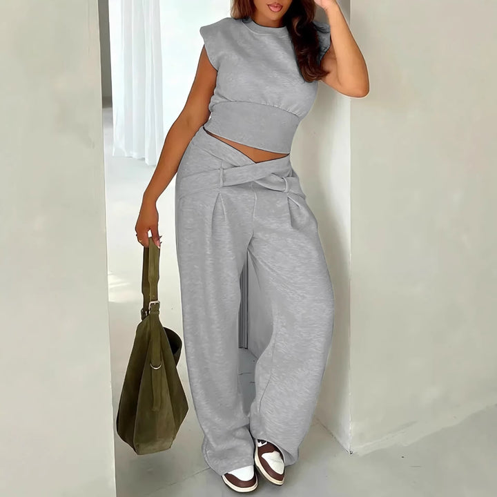 Damen Bequeme Palazzo-Hose mit dekorativem Bindeband und lässigem Schnitt Drune