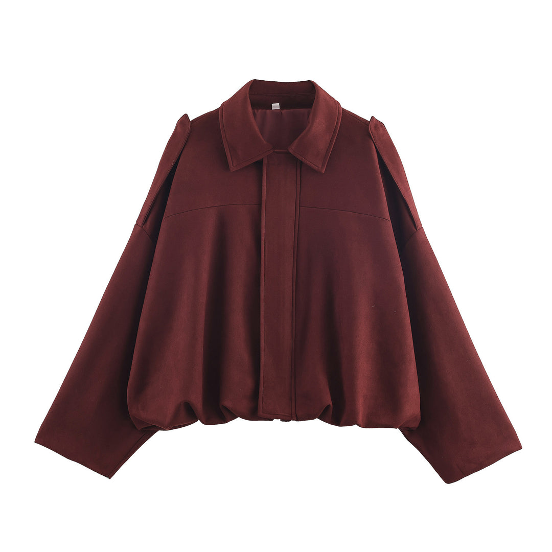 Damen modische Oversized-Jacke mit eleganten Details und Kragen Drune