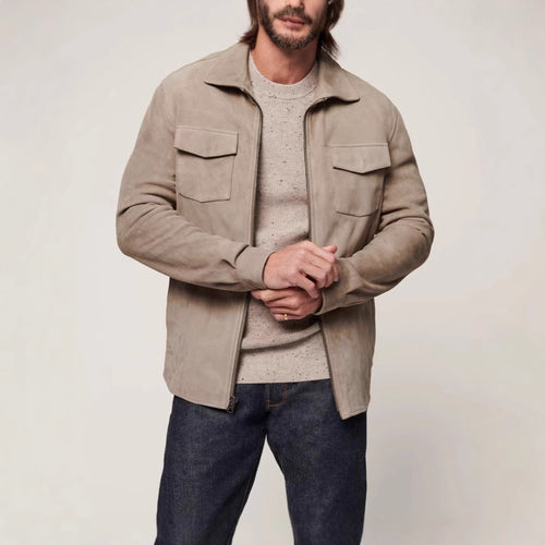 Herren Wildlederjacke mit praktischen Pattentaschen und elegantem Schnitt Drune