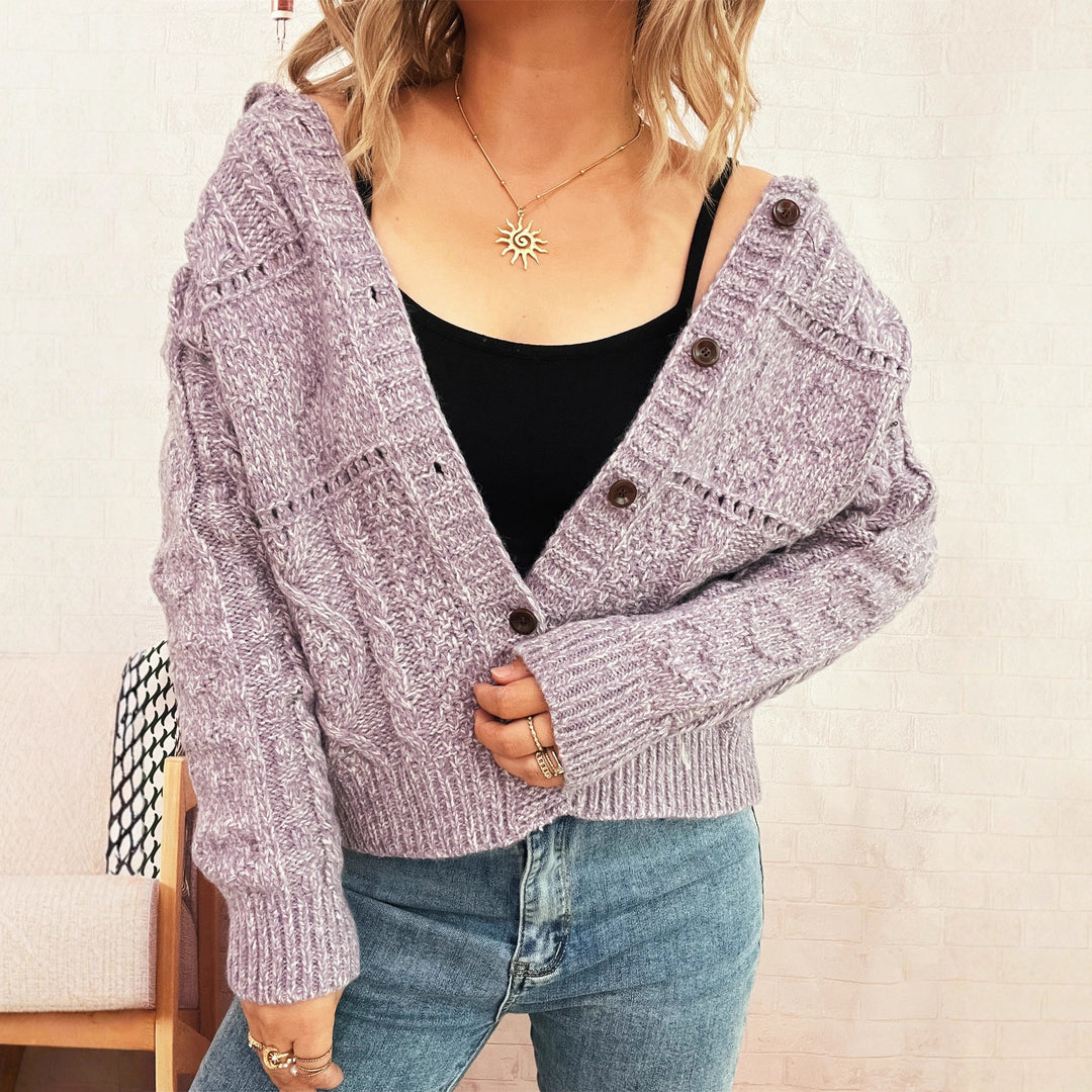 Damen Strickjacke mit strukturiertem Zopfdesign und Knopfverschluss Drune