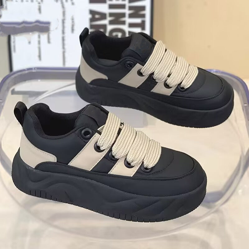 Damen Plattform Sneakers mit dickem Gummi-Style und farblich abgesetzten Details Drune