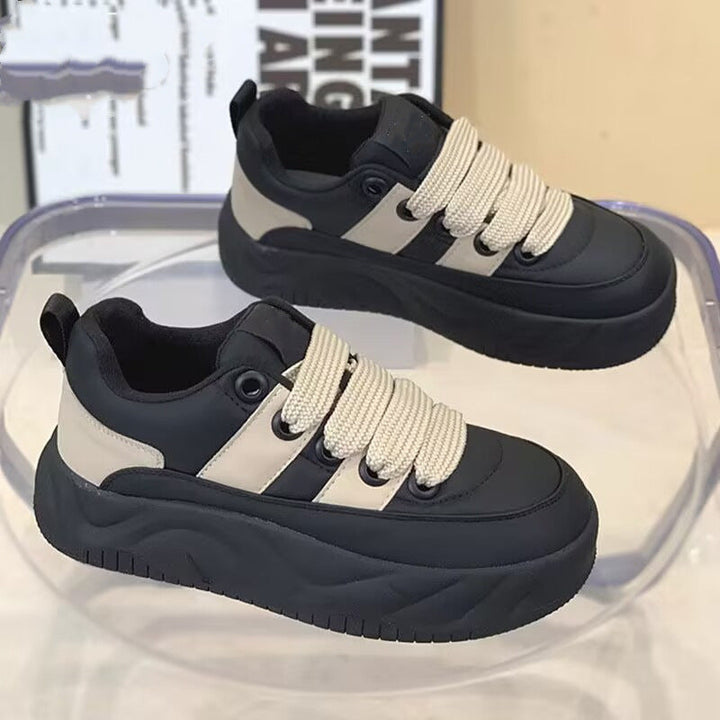 Damen Plattform Sneakers mit dickem Gummi-Style und farblich abgesetzten Details Drune