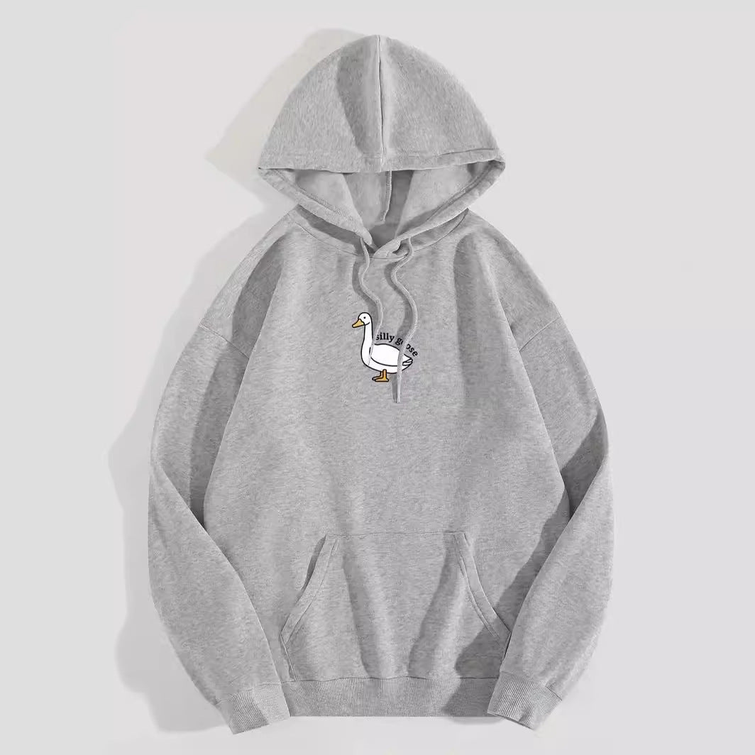 Damen Kapuzenpullover mit kreativem Gänsemotiv und weichem fleece innen Drune