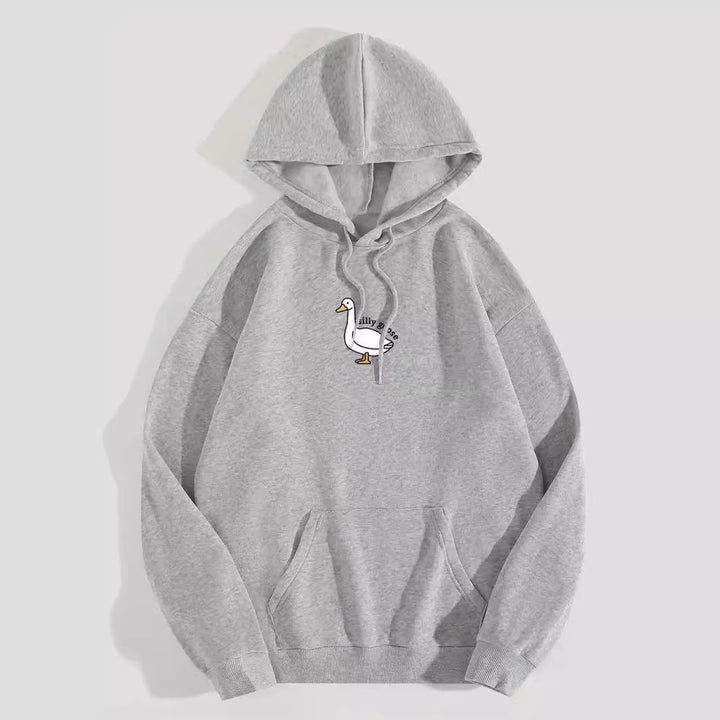 Damen Kapuzenpullover mit kreativem Gänsemotiv und weichem fleece innen Drune