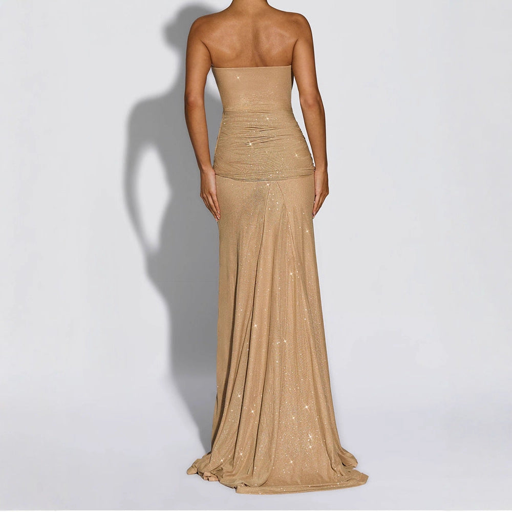 Damen Glamouröses Abendkleid mit schimmerndem Obermaterial Drune