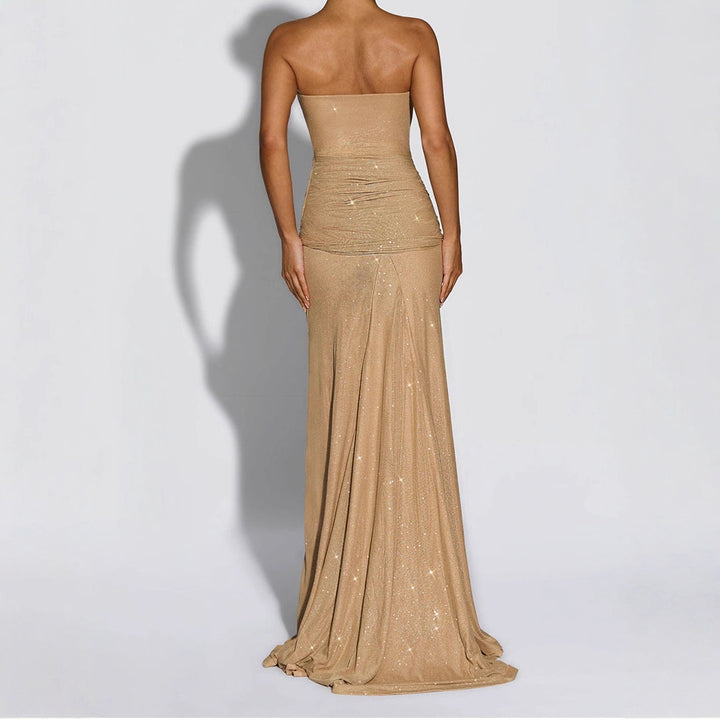 Damen Glamouröses Abendkleid mit schimmerndem Obermaterial Drune