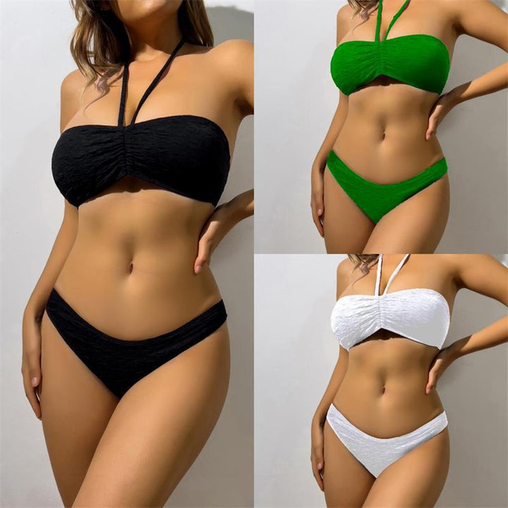 Damen Bandeau-Bikini mit elastischen Trägern und raffiniertem Wickeldetail Drune